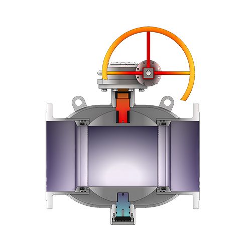 Fixed turbine type fully welded flange ball valve